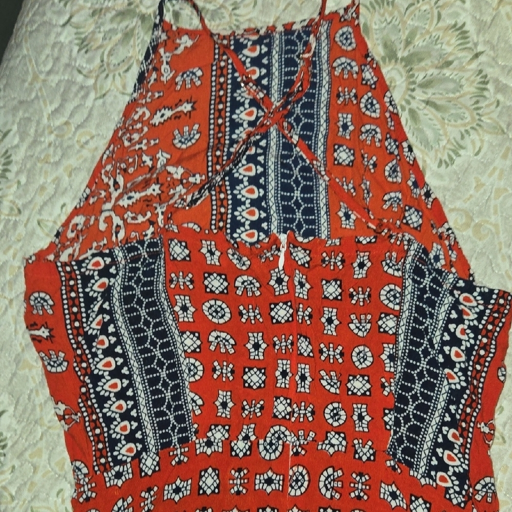 Chelsea & Violet SP Bright Mini Summer Adj X Back Halter Dress Fun Summer Boho - Picture 10 of 10